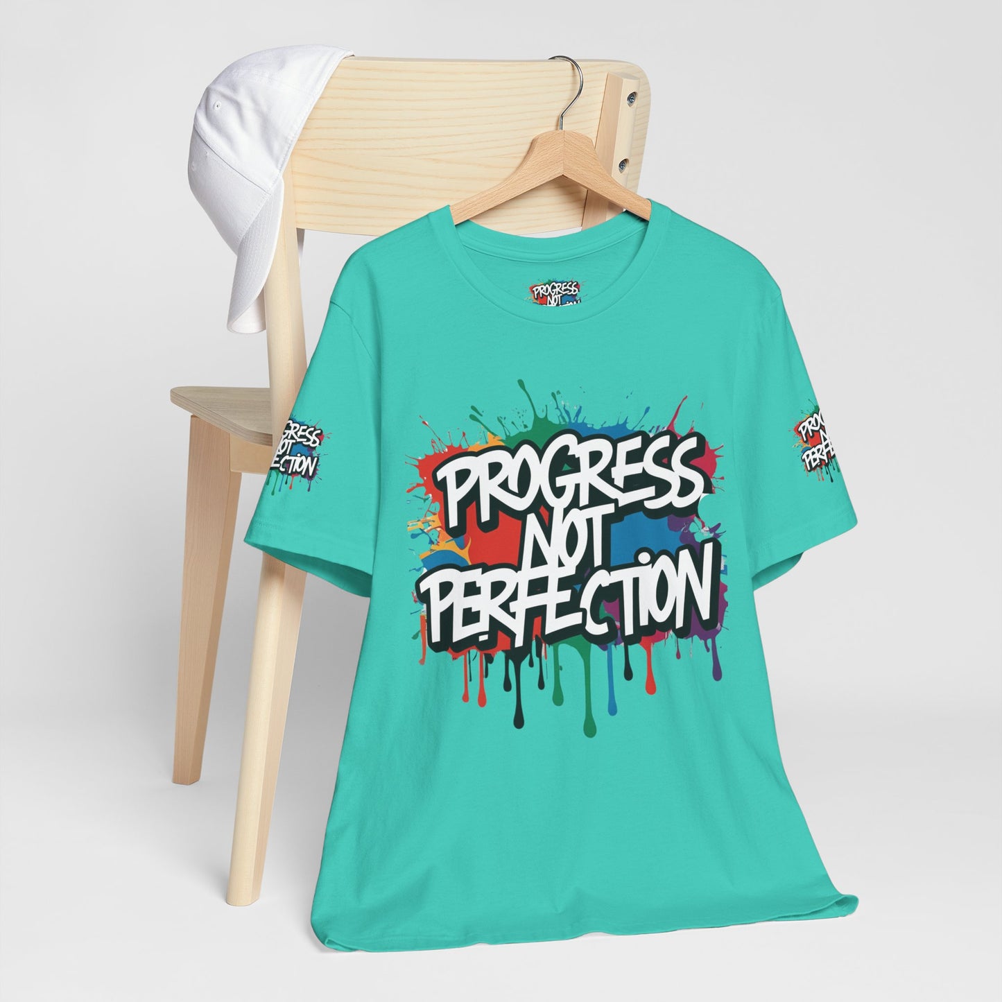 💥 Vibrant   💥   Eye-catching   💥   Motivational    💥 All  Over Print   💥 Unisex T-shirt  💥   Progress  Not  Perfection   💥  Art-Inspired   💥  Apparel  💥  Sizes  XS  x  4XL 💥