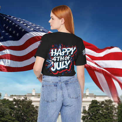 Happy 4th Of July Unisex Jersey Short Sleeve Tee, Independence Day T-Shirt, Patriotic Shirt, Red White Blue Tee, USA Celebration Top
