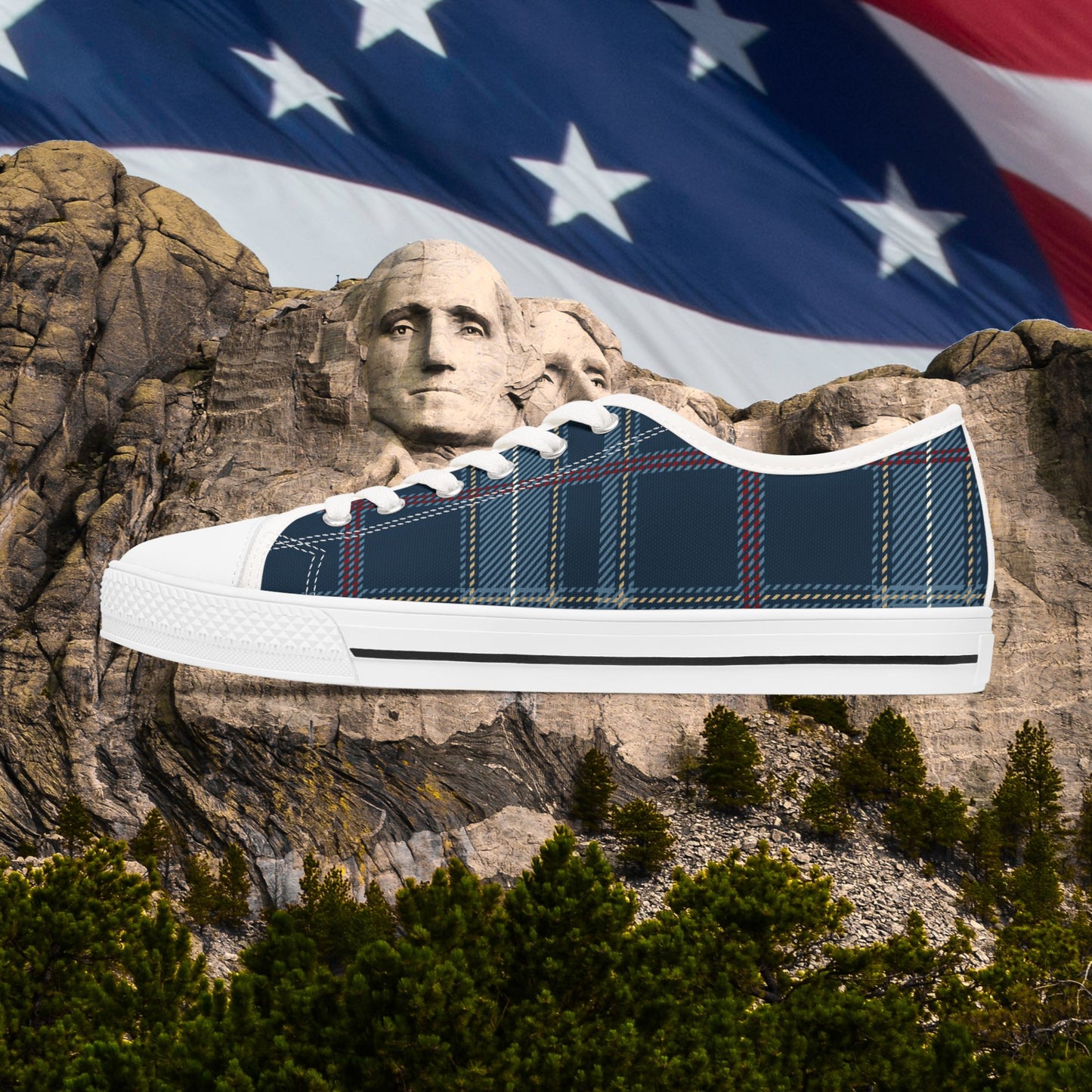 🇺🇸 Plaid Blue 🇺🇸 Low Top Sneakers 🇺🇸 Comfortable 🇺🇸Casual Footwear 🇺🇸 for Every Occasion 🇺🇸