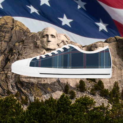 🇺🇸 Plaid Blue 🇺🇸 Low Top Sneakers 🇺🇸 Comfortable 🇺🇸Casual Footwear 🇺🇸 for Every Occasion 🇺🇸