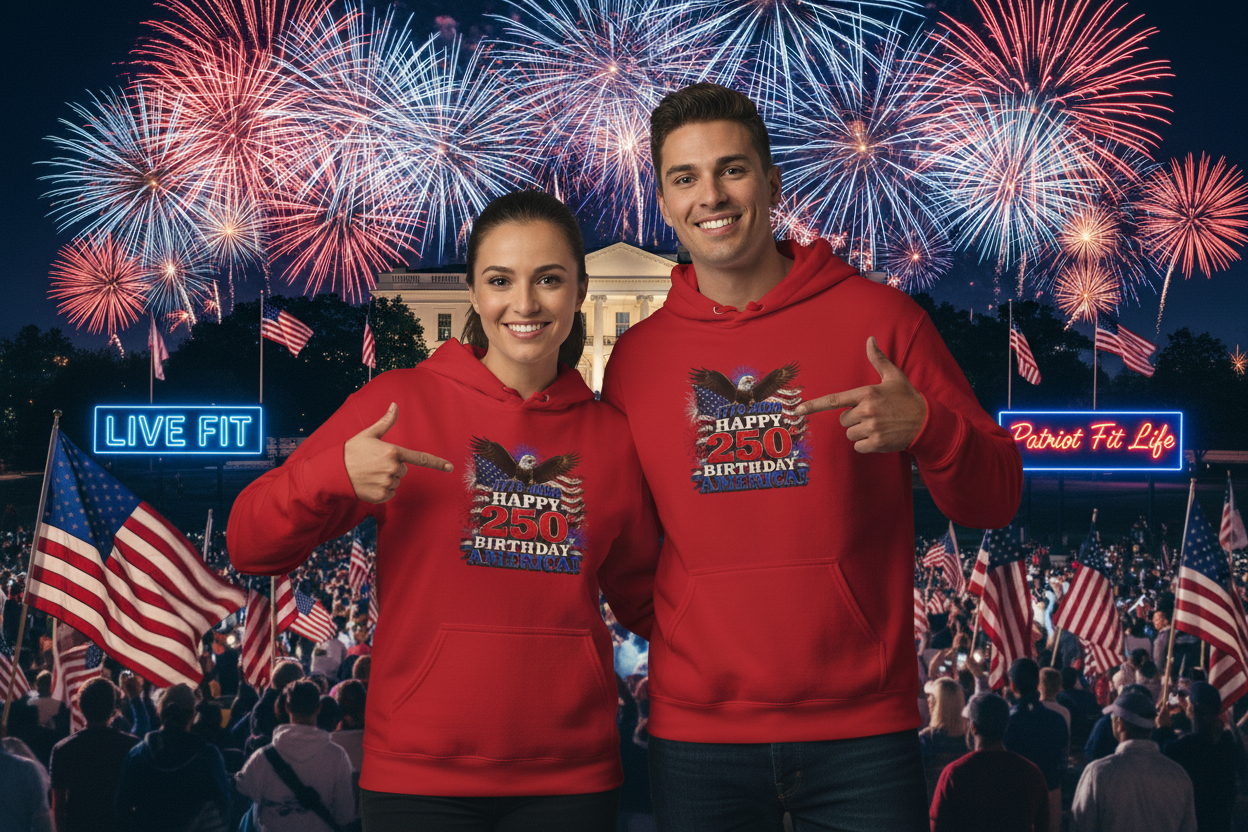 1776–2026 Happy 250th Birthday America!!! Hoodie | Patriotic Eagle & Flag Sweatshirt