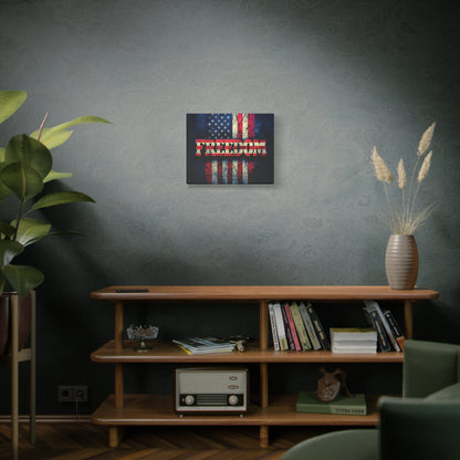 Patriotic Wall Art Print - Freedom Design Canvas Decor - American Flag Red White & Blue Artwork - Christmas Gifts - Independence Day Decoration - Home Gallery Piece -