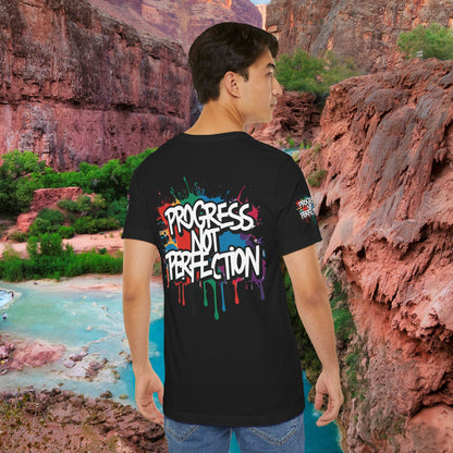 💥 Vibrant   💥   Eye-catching   💥   Motivational    💥 All  Over Print   💥 Unisex T-shirt  💥   Progress  Not  Perfection   💥  Art-Inspired   💥  Apparel  💥  Sizes  XS  x  4XL 💥