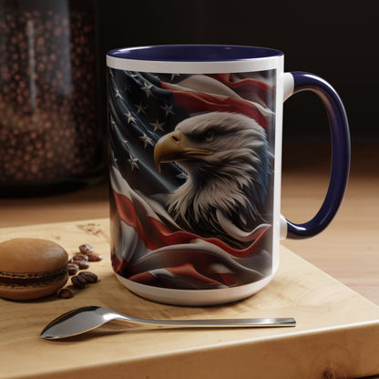 Patriotic Eagle Mug - Vintage American Flag Design - 11oz/15oz