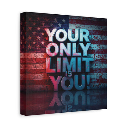 Gallery Wrapped - Motivational Canvas Wall Art - Your Only Limit Is You! - Inspirational Decor for Home Office - Inspirational Gift - Vintage American Flag - Limitless Living - Personal [...]