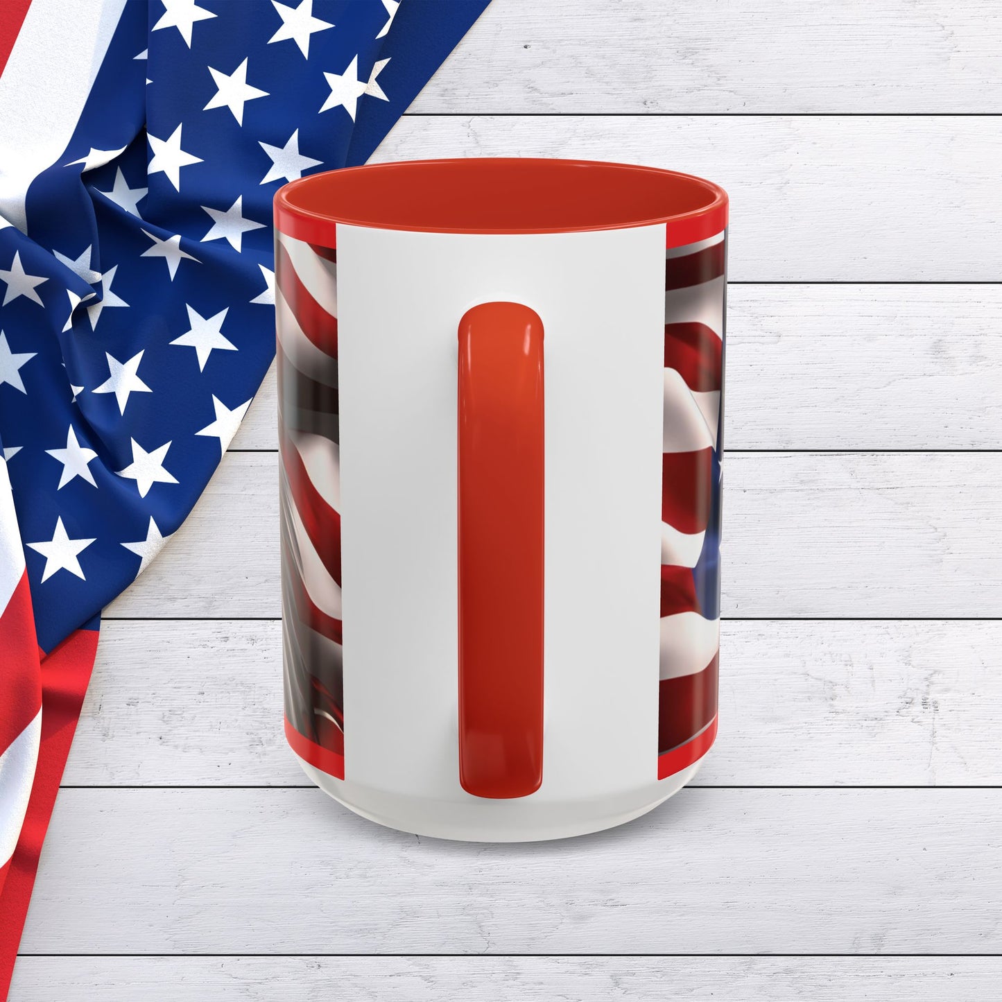 Patriotic Bald Eagle Coffee Mug - American Flag Accent - 11oz/15oz - Multiple Colors