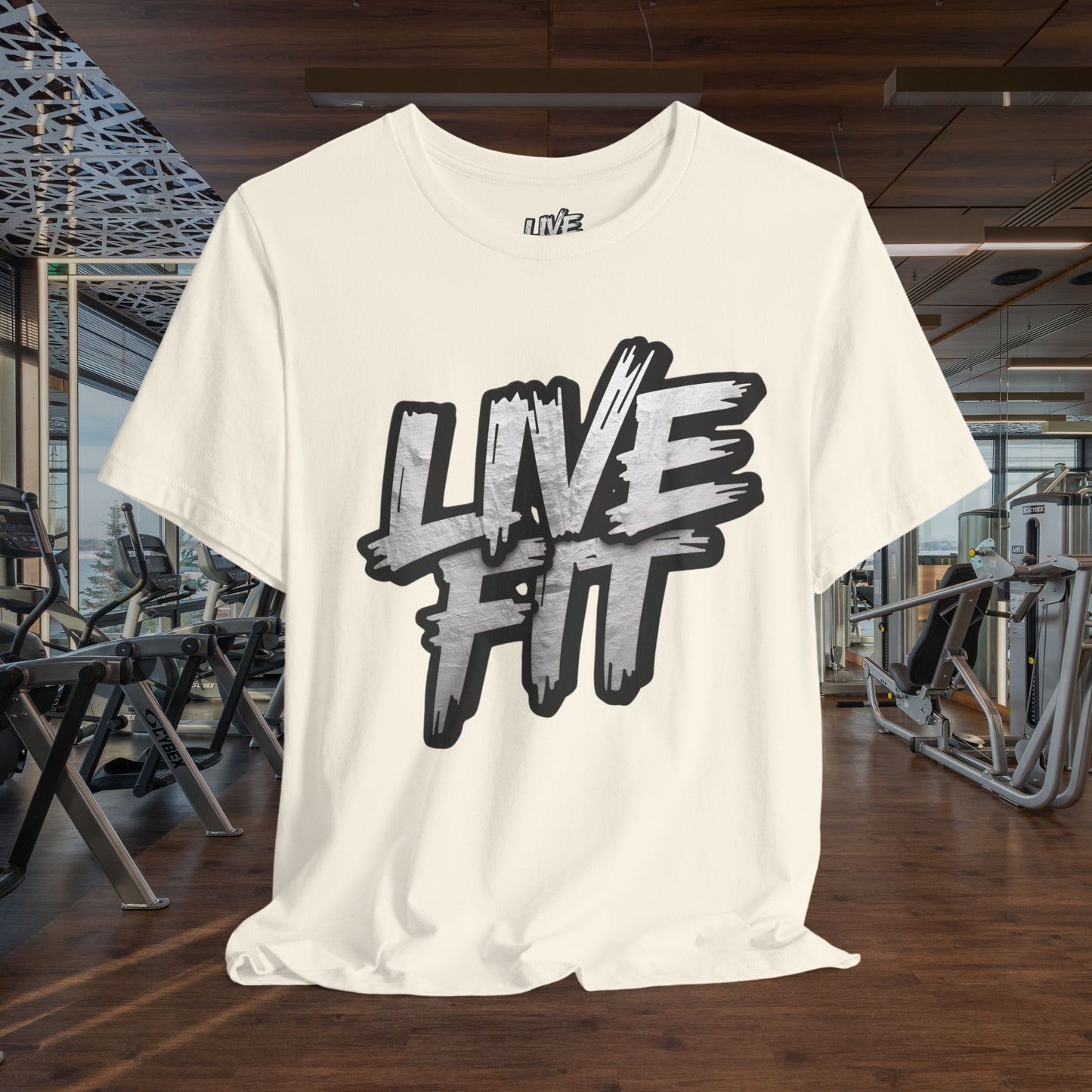 LIVE FIT Unisex Jersey Tee - Fitness Shirt - XS - 4XL -  Workout Apparel -  Motivational T-Shirt - Casual Wear - Gift for Fitness Enthusiasts