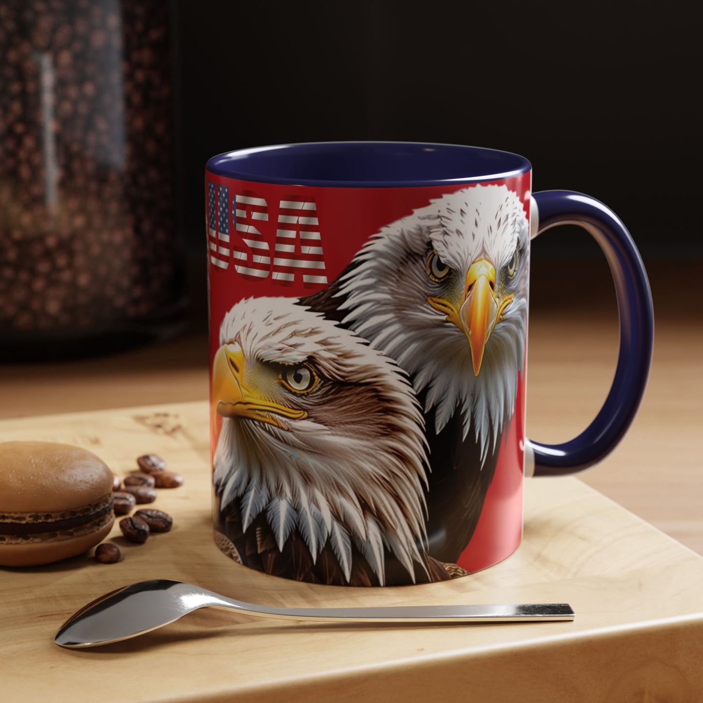 Patriotic Bald Eagle Accent Mug - Red White & Blue - 11oz/15oz - 4 Colors