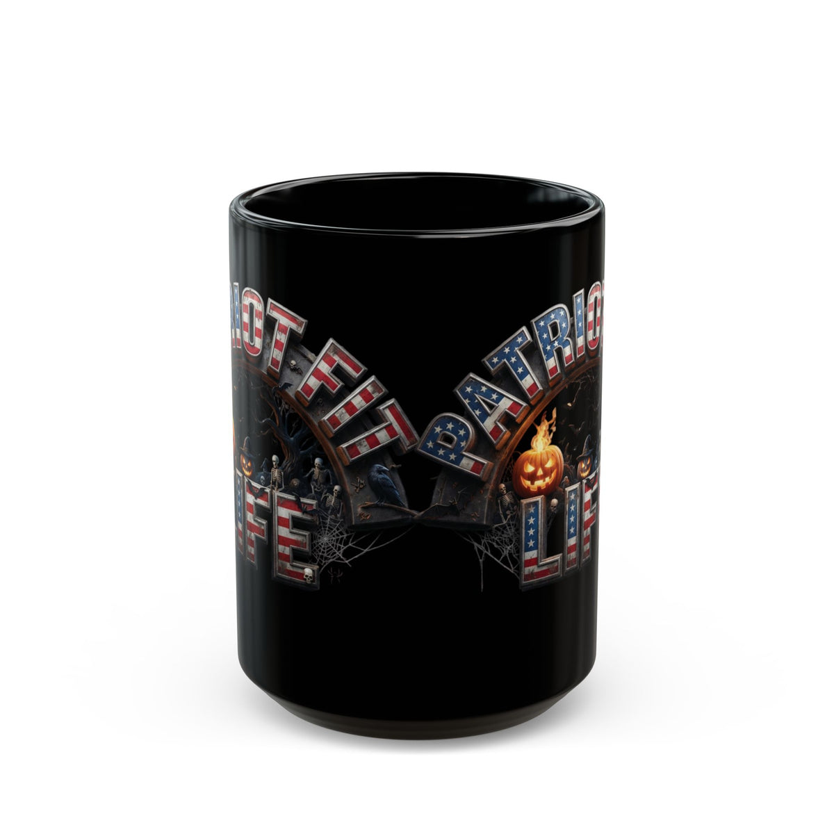 Patriot Fit Life Halloween Mug - Haunted Graveyard Flag Design | 11oz & 15oz