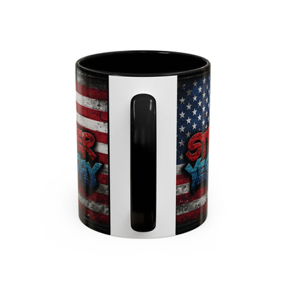 Stronger Than Yesterday! Motivational Mug - American Flag - 11oz/15oz