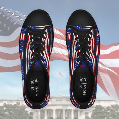 Patriotic - Red White & Blue - All Over Print - Low Top Sneakers - American Flag Design - Sizes 5.5-12