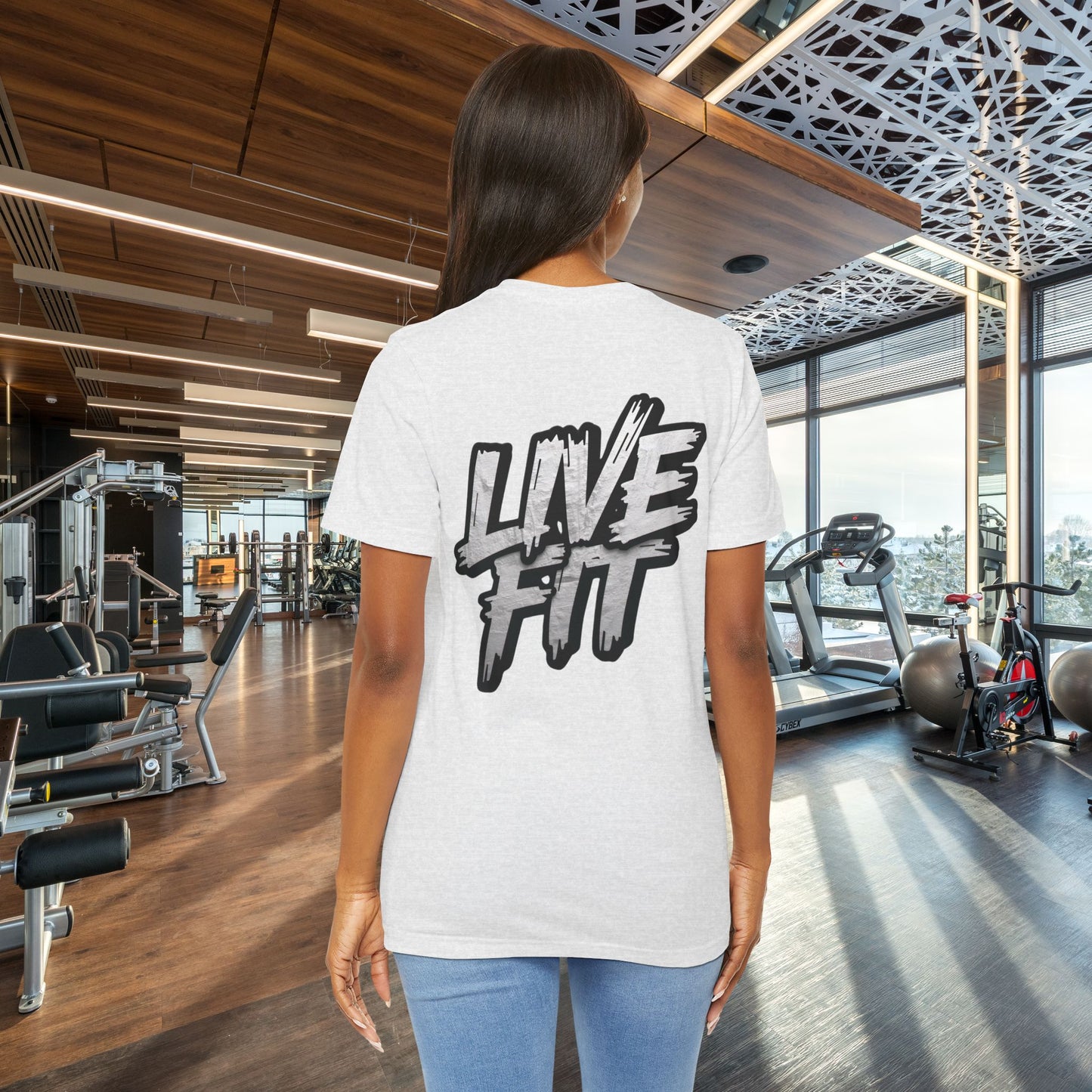 LIVE FIT Unisex Jersey Tee - Fitness Shirt - XS - 4XL -  Workout Apparel -  Motivational T-Shirt - Casual Wear - Gift for Fitness Enthusiasts