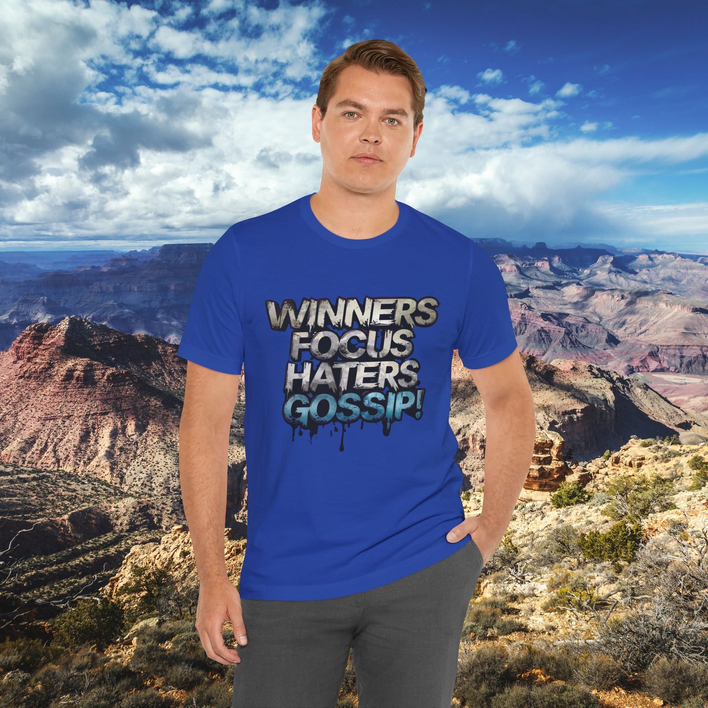 Winners Focus Haters Gossip! Tee - Motivational Graphic Shirt -  Unisex Tee for Casual Wear -  Gift for Friends -  Streetwear Fashion