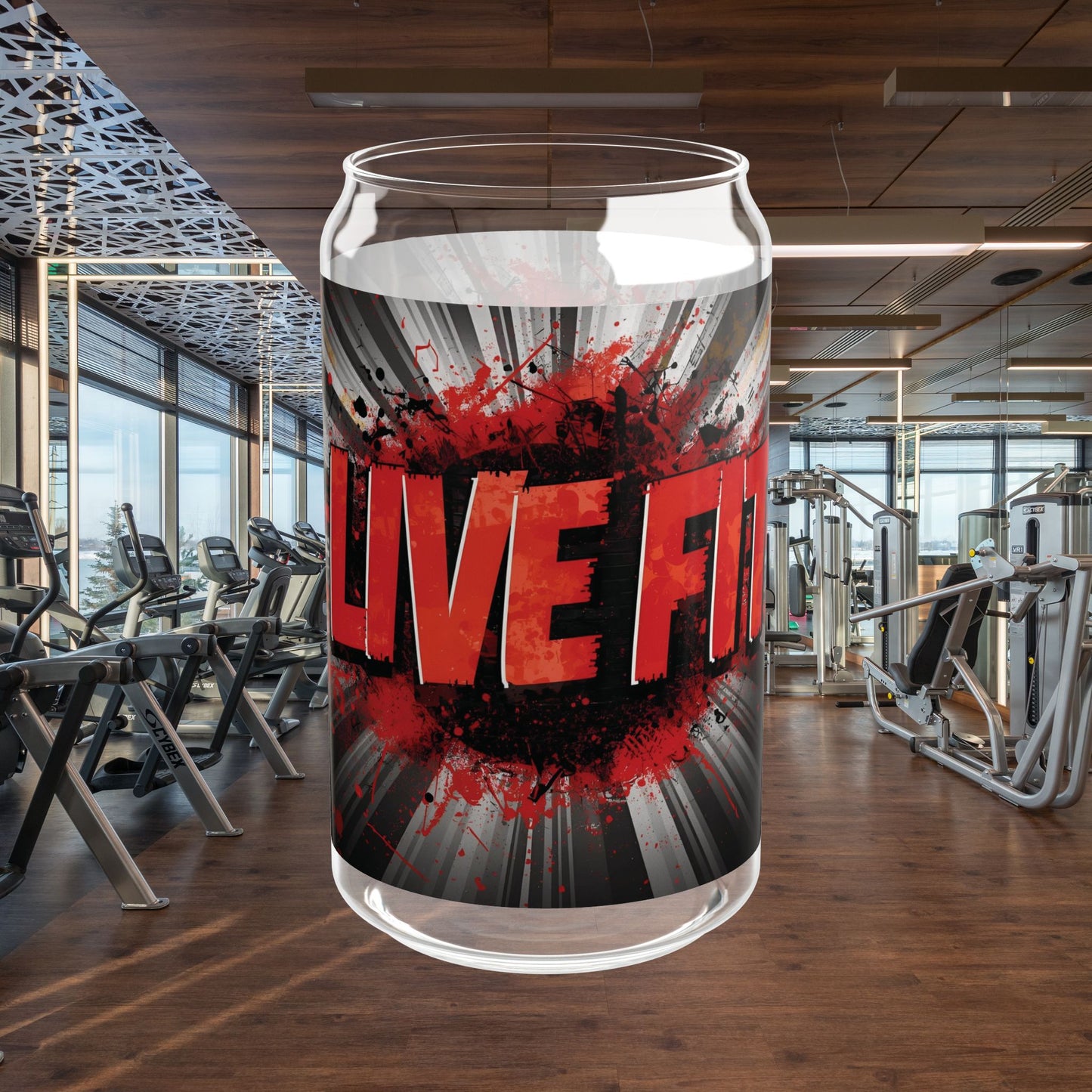 LIVE FIT - Sipper Glass - 16oz - Motivational Drink Ware for Fitness Enthusiasts - Reusable Glass Straw - Perfect for Gym & Everyday Use -
