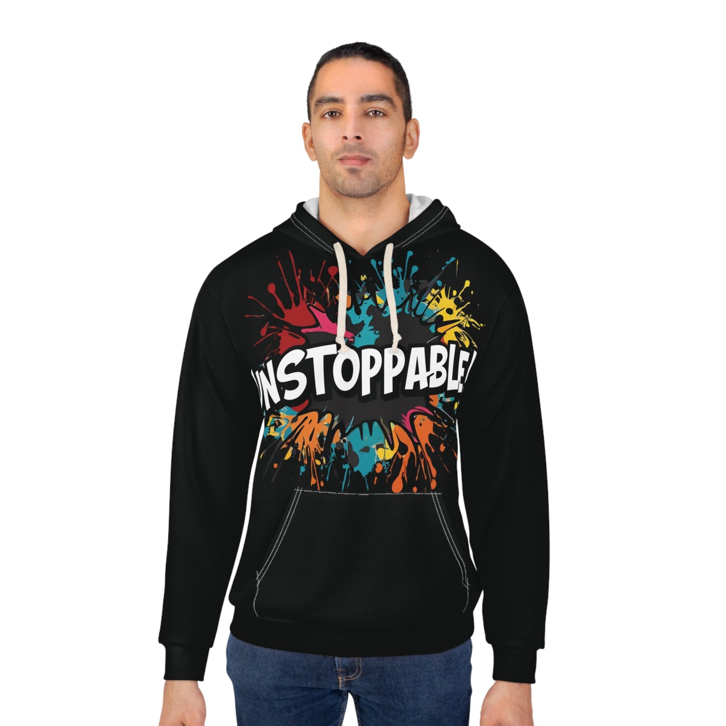 Unisex  - Unstoppable  Design  Pullover  Hoodie - Colorful  Splash  Design - for  Motivation  and  Style