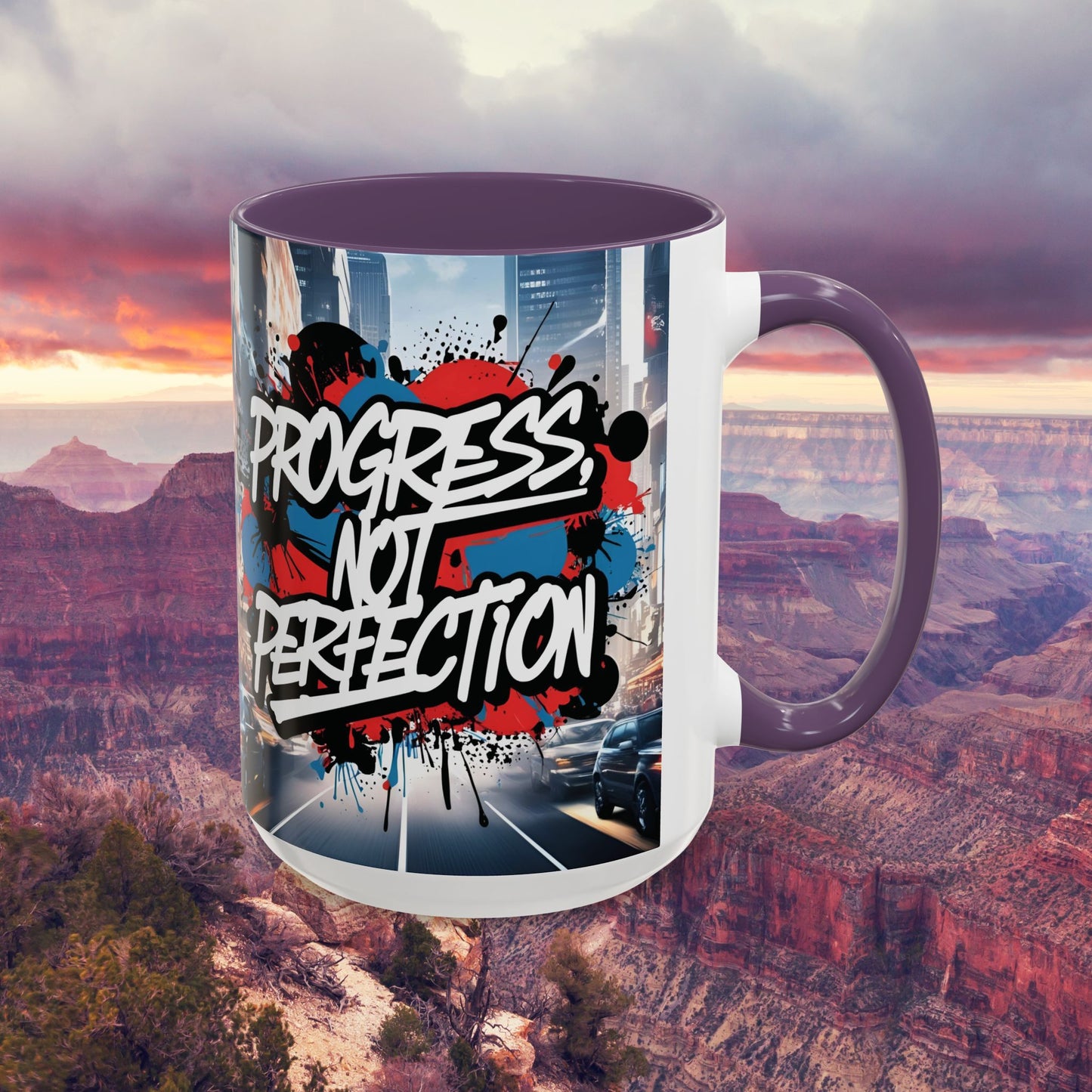 Progress Not Perfection! Graffiti Style Mug - Vibrant Design - 11oz/15oz - 8 Colors