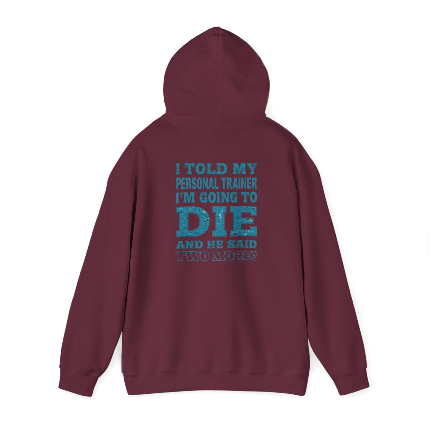 Funny - I Told My Personal Trainer That I'm Going To Die And He Said Two More!  - Design - Workout Hoodie - Sizes - S - 5XL - Gym Humor Sweatshirt - Personal Trainer Gift - Fitness Motivational Apparel