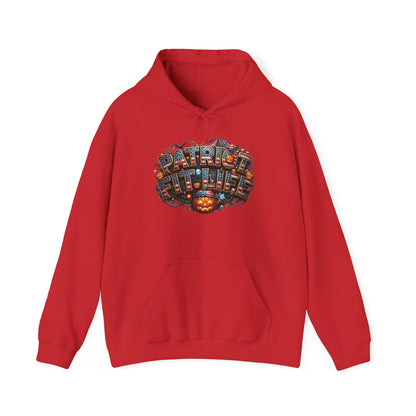 Patriot Fit Life Halloween Pumpkin Haunted House Hoodie - Vintage Spooky Scene