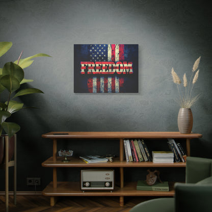 Patriotic Wall Art Print - Freedom Design Canvas Decor - American Flag Red White & Blue Artwork - Christmas Gifts - Independence Day Decoration - Home Gallery Piece -