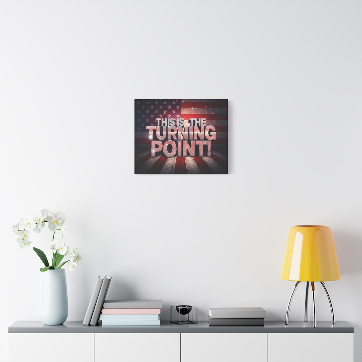 Gallery Wrapped Canvas Wall Art - Charlie Kirk Inspired - This Is The Turning Point! - Red White Blue - American Flag Backdrop Design - Multiple Sizes -