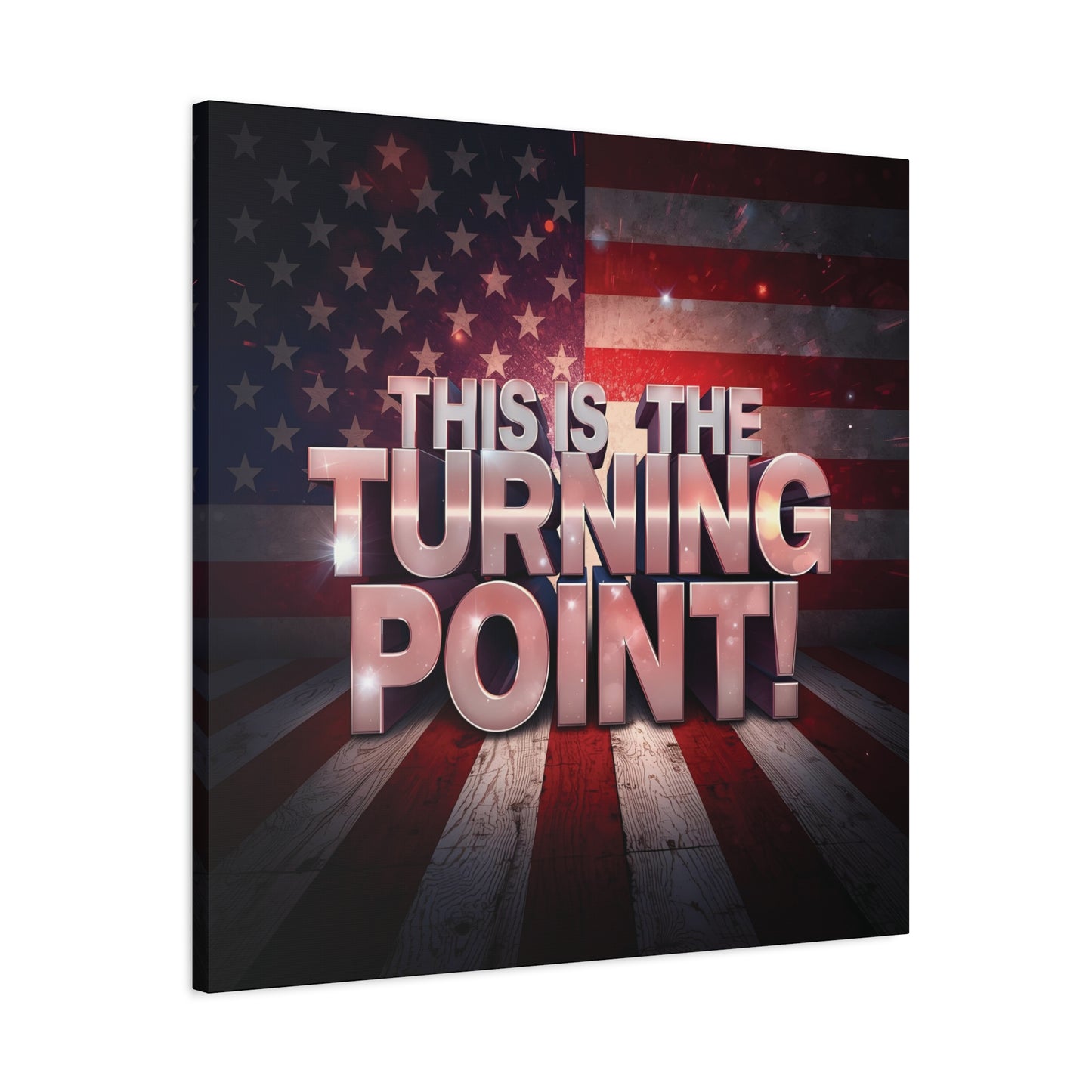 Gallery Wrapped Canvas Wall Art - Charlie Kirk Inspired - This Is The Turning Point! - Red White Blue - American Flag Backdrop Design - Multiple Sizes -