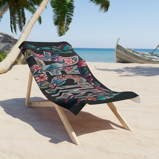 Aesthetic  Floral  Beach  Towel - Vibrant  Design  for  Summer  Fun