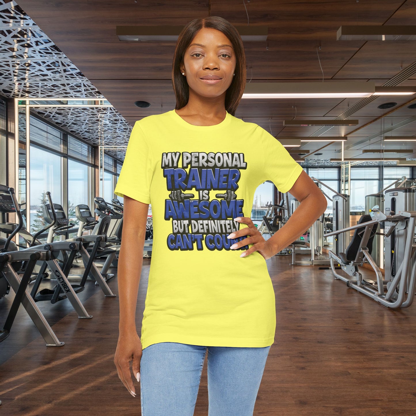 Funny - My Personal Trainer Is Awesome But Definitely Can’t Count! Tee - Great Gift for Fitness Lovers - Gym Humor Shirt - Workout Apparel - Personal Trainer Gift - Fitness Motivation Tee - XS - 4XL