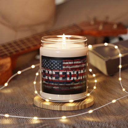 Freedom Scented Soy Candle - 9oz - Vintage American Flag - Patriotic Red White Blue - Eco-Friendly Gift