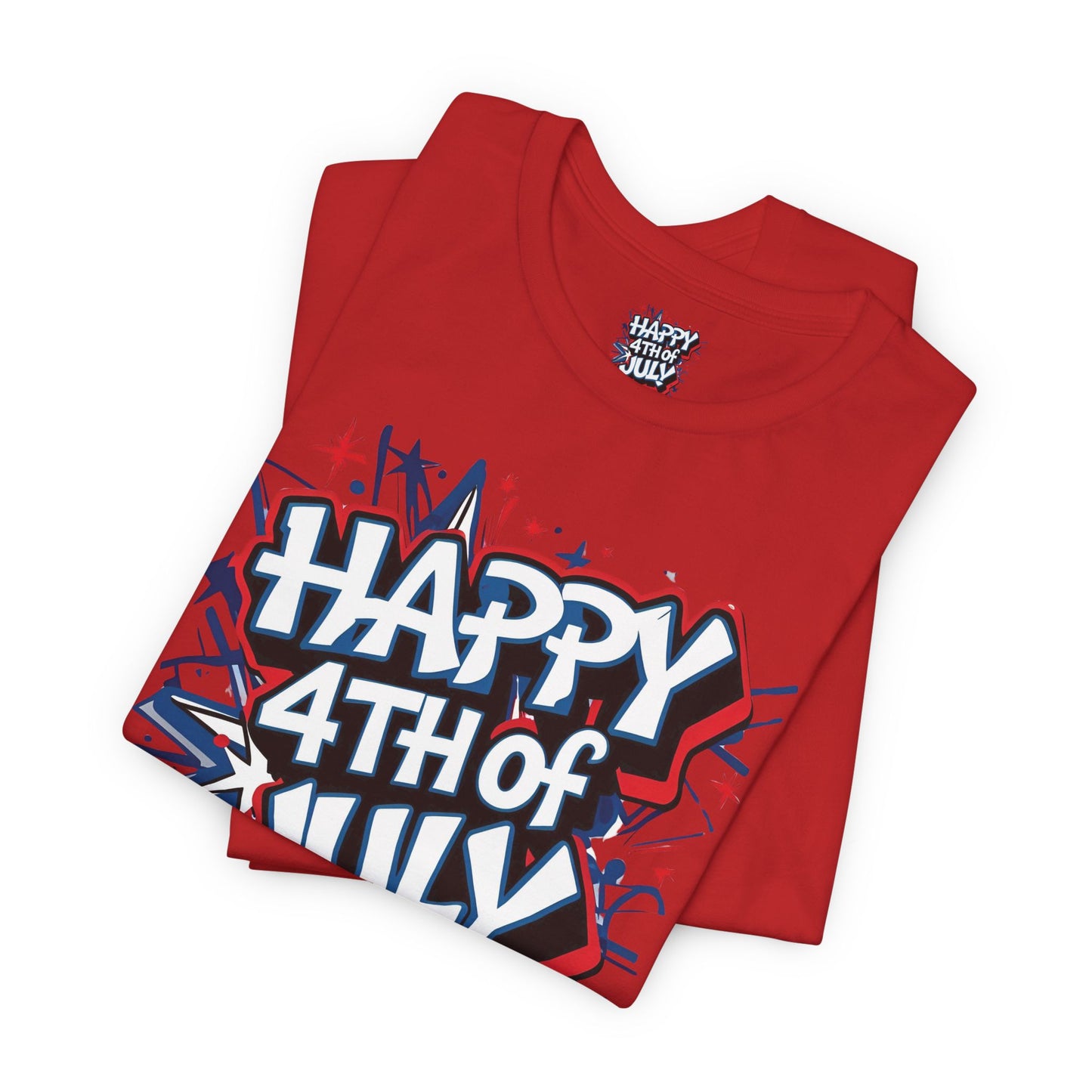Happy 4th Of July Unisex Jersey Short Sleeve Tee, Independence Day T-Shirt, Patriotic Shirt, Red White Blue Tee, USA Celebration Top