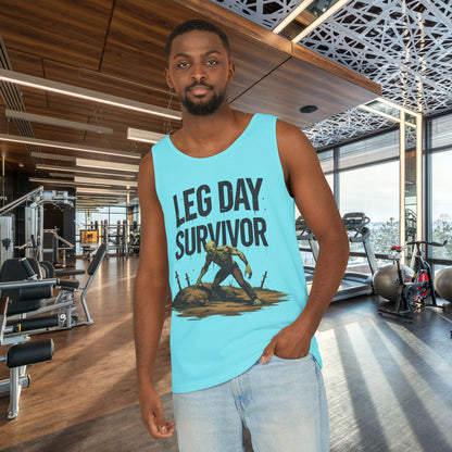 Leg Day Survivor Tank Top - Unisex Fitness Apparel, Gym Gear, Workout Clothing, Workout Gift, Funny Fitness Tee