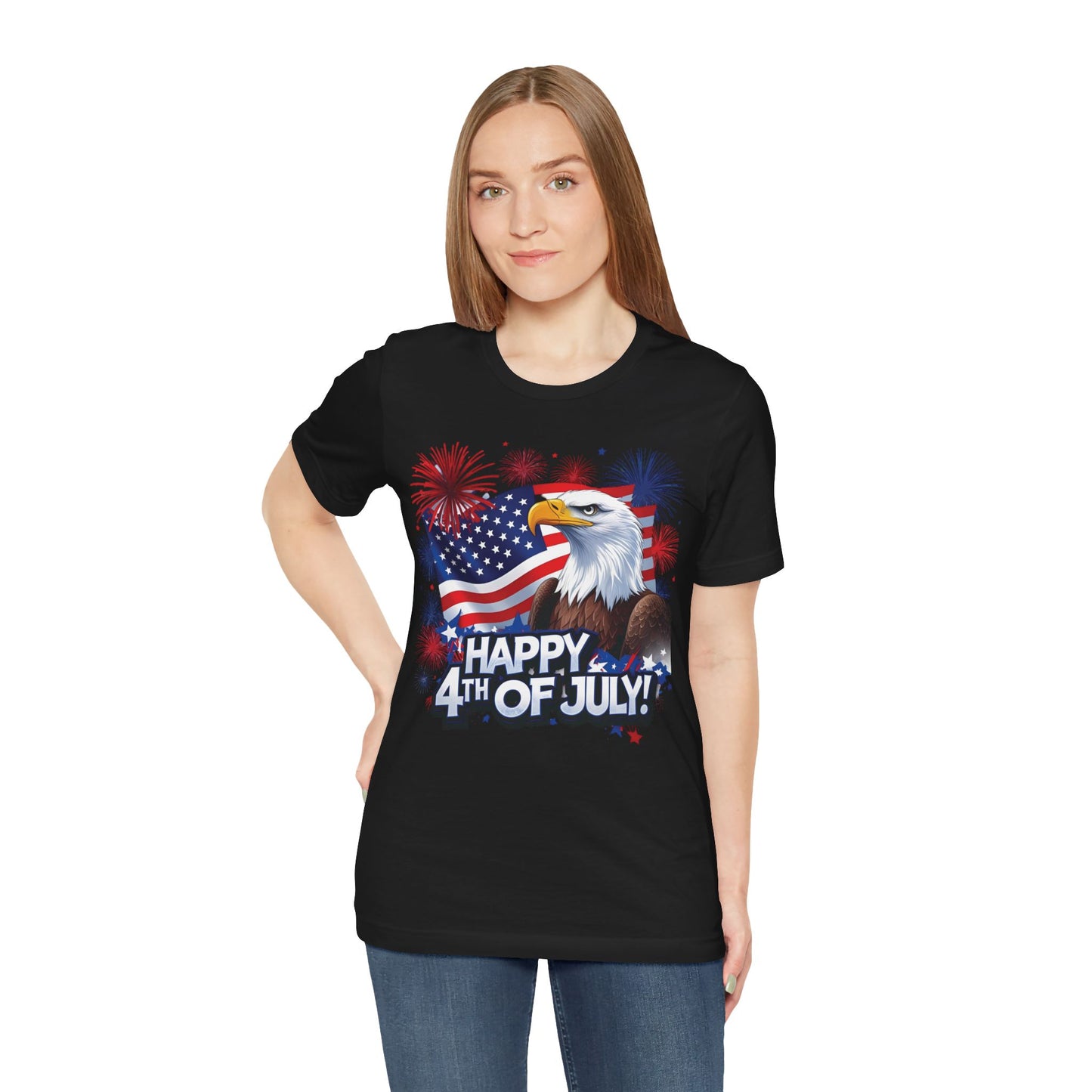 Happy 4th of July Graphic T-Shirt - Patriotic Bald Eagle - American Flag Tee - XS-4XL