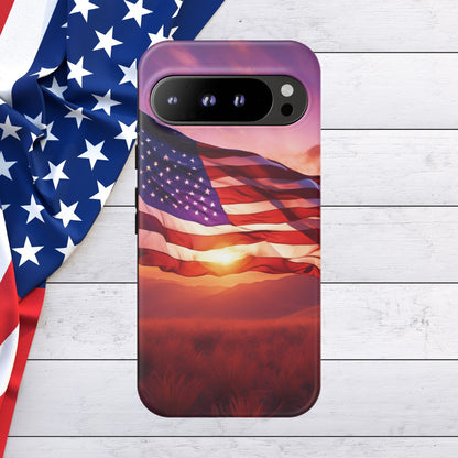 Stylish Phone Case - American Flag At Sunset Design - Patriotic Gift for Veterans - Independence Day -  Summer Vibes -