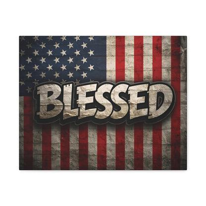 Blessed American Flag Canvas Wall Art, Patriotic Home Decor, Inspirational Gift, Rustic Wall Decor, Americana Artwork