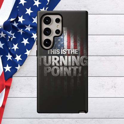 Stunning Patriotic Protective Cell Phone Case -  Charlie Kirk - This Is The Turning Point! - Red White Blue - Beautiful American Flag Backdrop Design - Perfect Gift for Everyday Use, Durable Cover, Stylish Protection