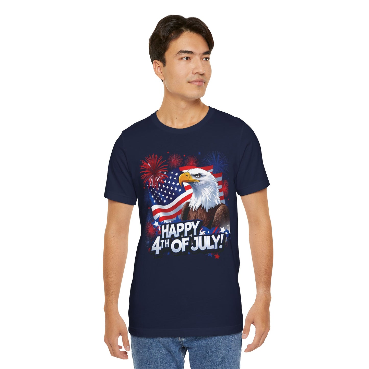 Happy 4th of July Graphic T-Shirt - Patriotic Bald Eagle - American Flag Tee - XS-4XL