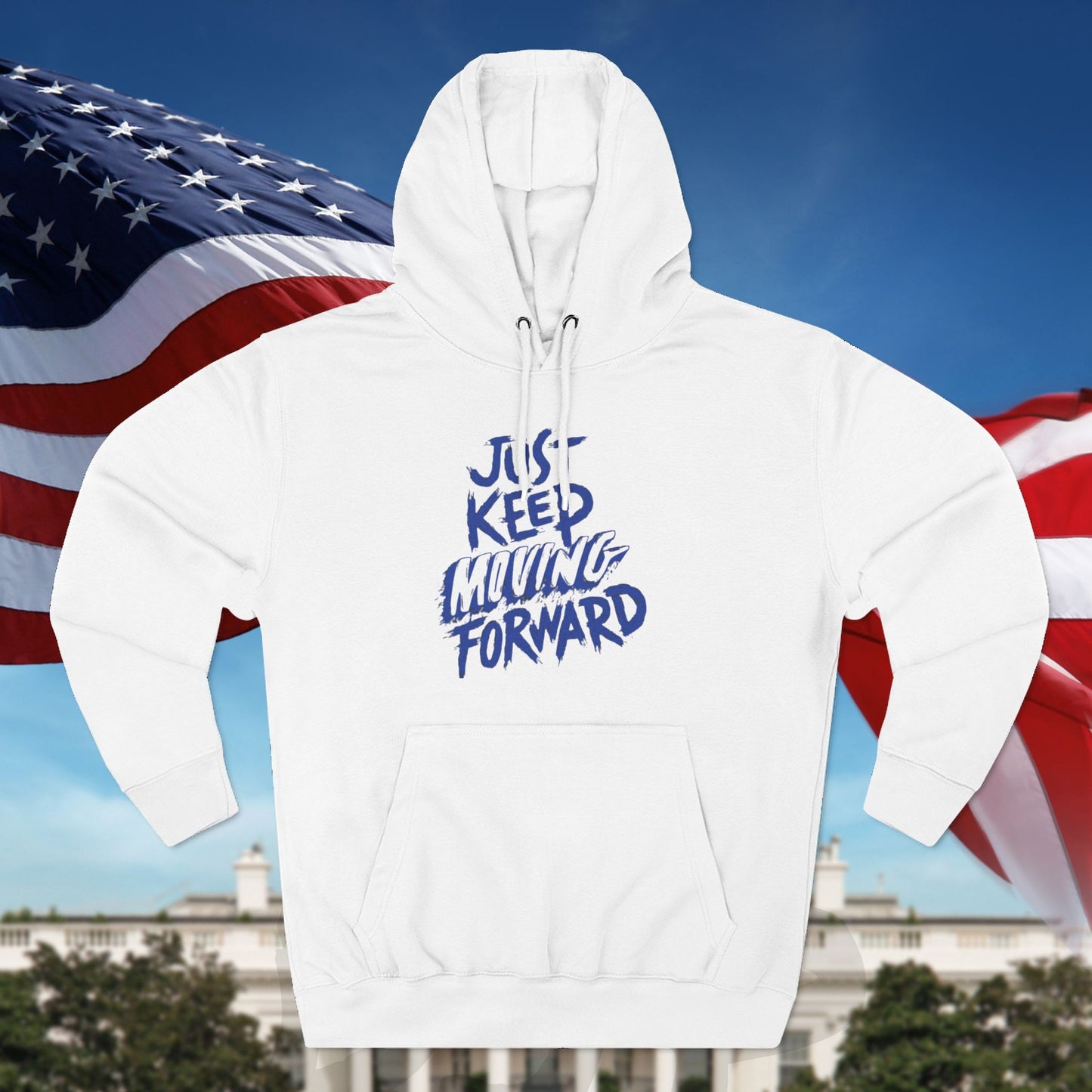 Unisex - JUST KEEP MOVING FORWARD - Three-Panel Fleece Hoodie - Motivational Sweatshirt - Inspirational Hoodie - Fitness Apparel - Workout Hoodie