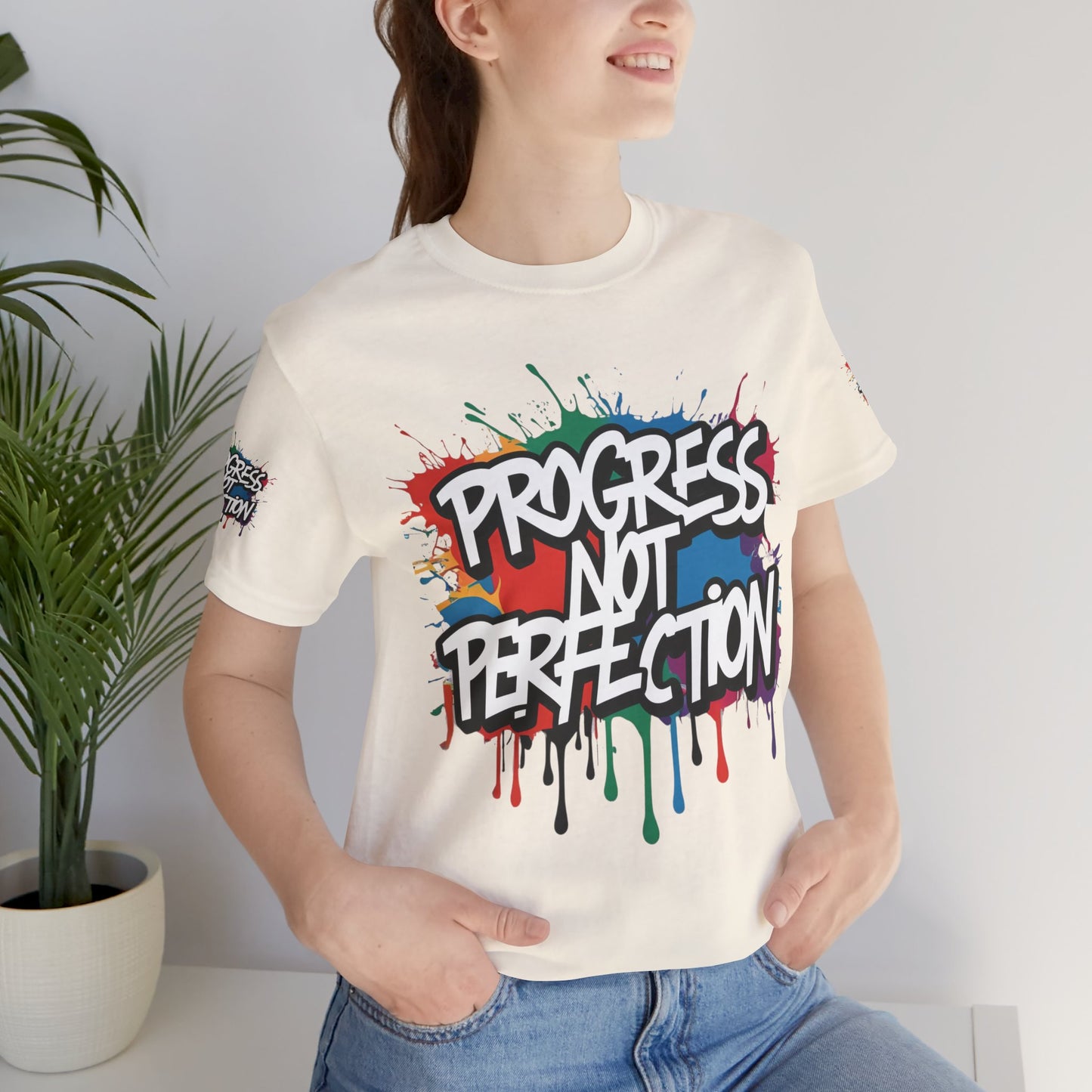 💥 Vibrant   💥   Eye-catching   💥   Motivational    💥 All  Over Print   💥 Unisex T-shirt  💥   Progress  Not  Perfection   💥  Art-Inspired   💥  Apparel  💥  Sizes  XS  x  4XL 💥