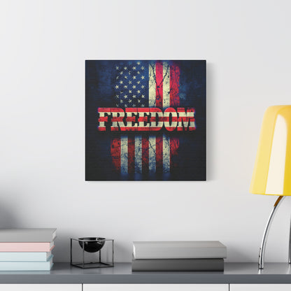 Patriotic Wall Art Print - Freedom Design Canvas Decor - American Flag Red White & Blue Artwork - Christmas Gifts - Independence Day Decoration - Home Gallery Piece -