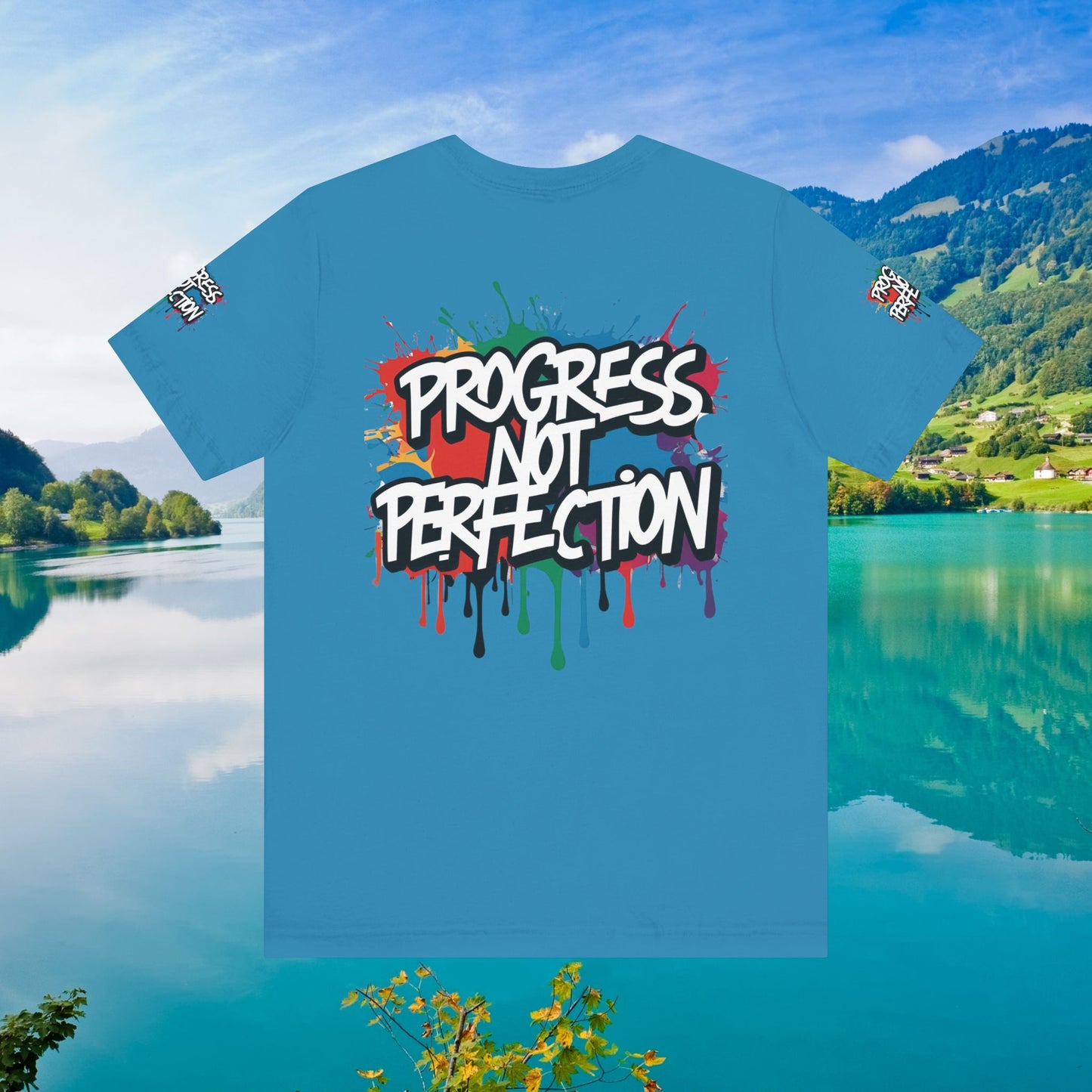 💥 Vibrant   💥   Eye-catching   💥   Motivational    💥 All  Over Print   💥 Unisex T-shirt  💥   Progress  Not  Perfection   💥  Art-Inspired   💥  Apparel  💥  Sizes  XS  x  4XL 💥