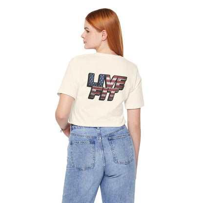LIVE FIT Patriotic T-Shirt - American Flag Red White Blue - Unisex Fitness Tee