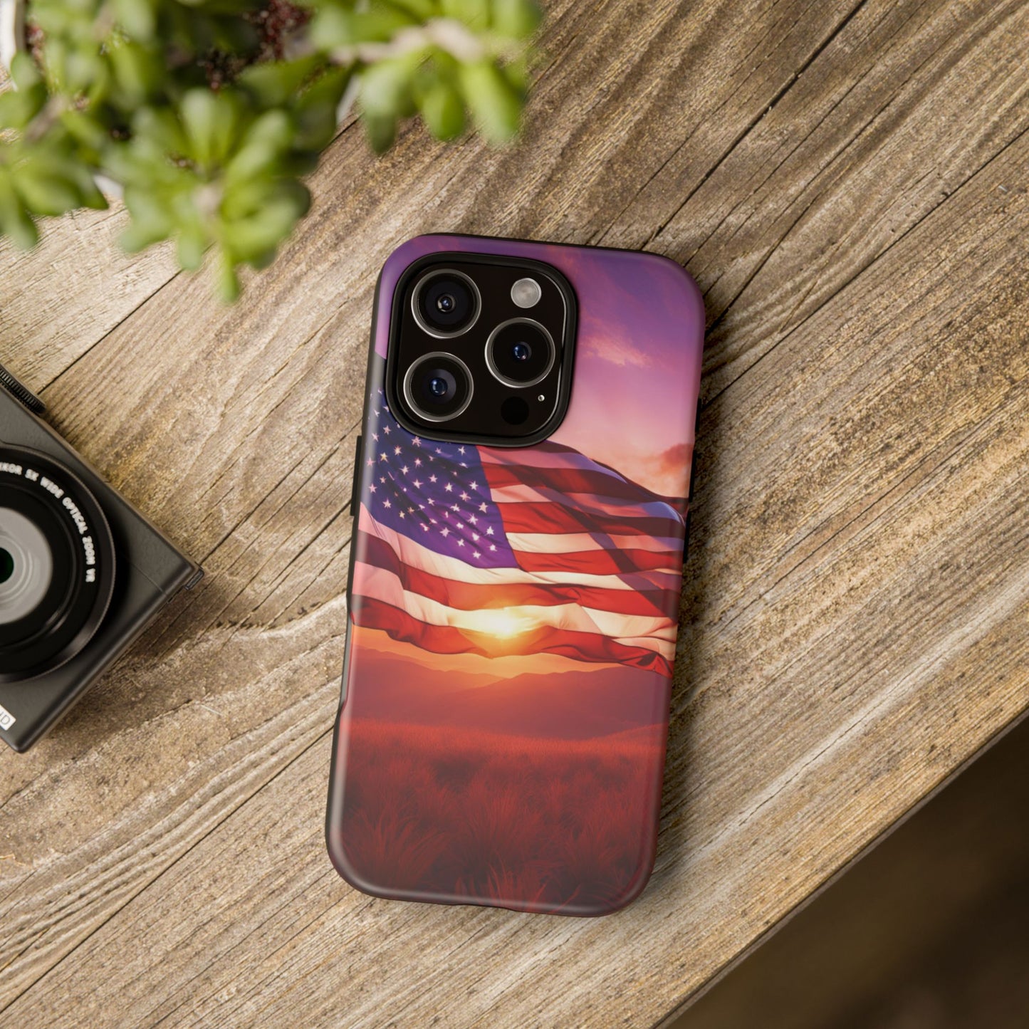 Stylish Phone Case - American Flag At Sunset Design - Patriotic Gift for Veterans - Independence Day -  Summer Vibes -