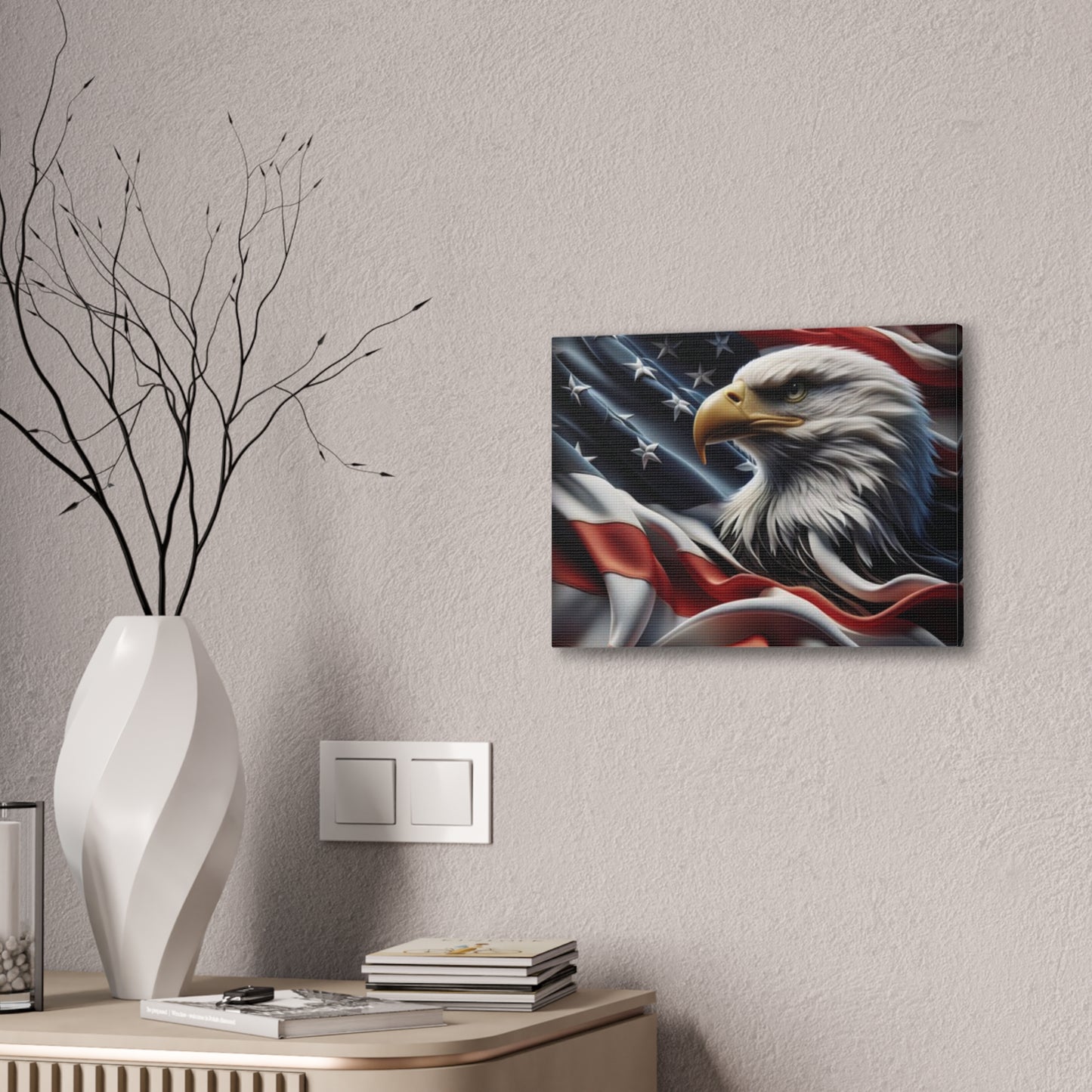 Patriotic Canvas Wall Art, American Eagle & Flag Print, Home Decor for Veterans, Memorial Day, Independence Day, Gifts
