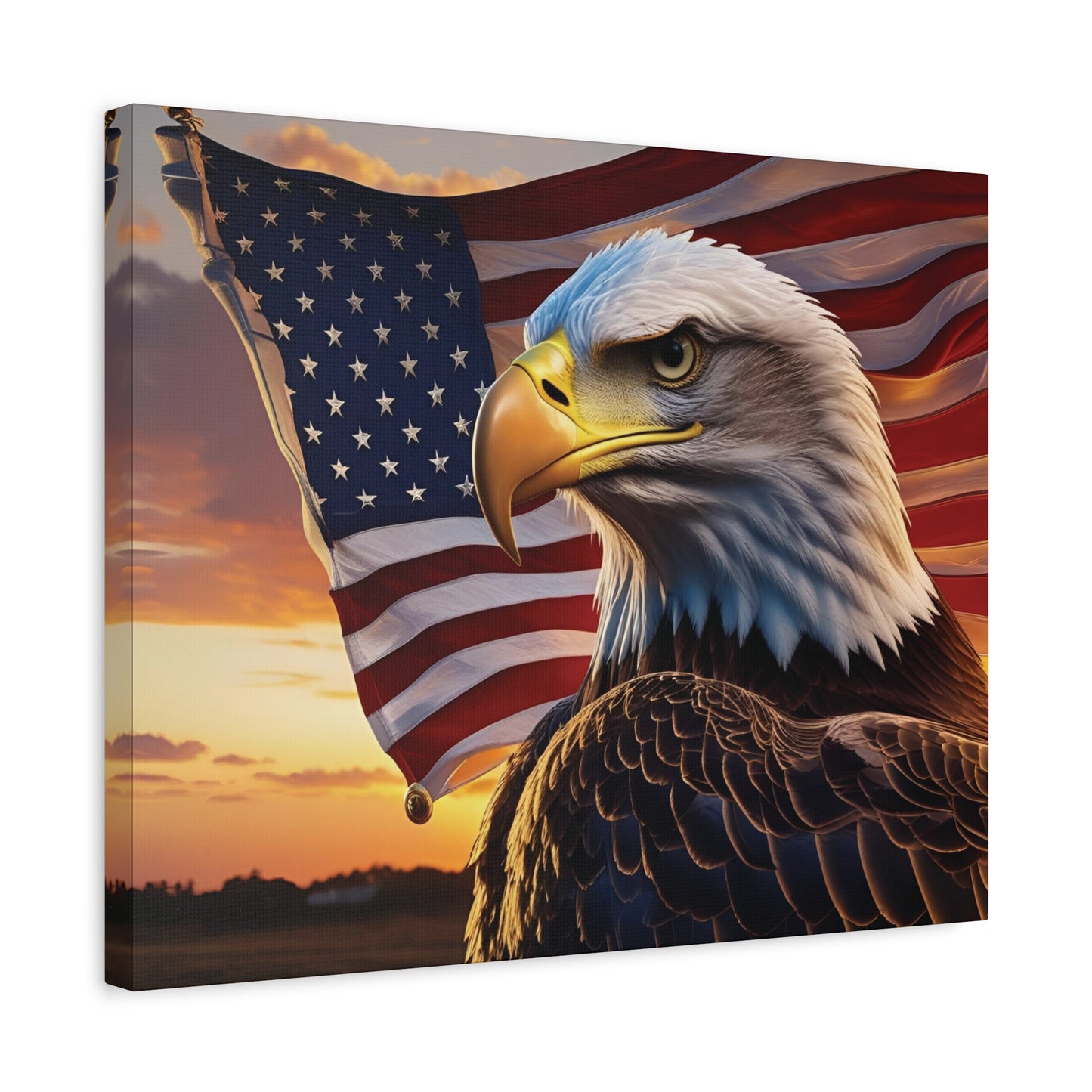 Patriotic Eagle Canvas Wall Art, Stretched Eagle Art, American Flag Decor, Veteran's Day Gift, 4th of July Decoration, Home Gallery Wall