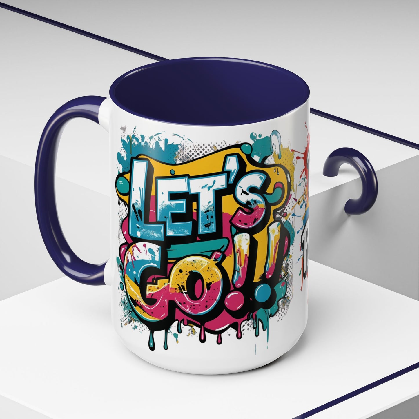 Vibrant   Ceramic  Mug    Inspirational      Let's Go!     Graffiti  Mug      Coffee Mug        Progress  Not  Perfection   Sizes   11oz  &  15oz    Birthday Gift   Graduation Gift    8  Different  Color Options