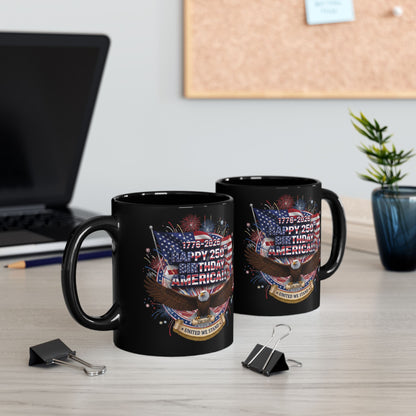 Happy 250th Birthday America Mug — Patriotic Eagle Flag Coffee Cup (1776–2026)
