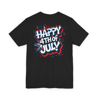 Happy 4th Of July Unisex Jersey Short Sleeve Tee, Independence Day T-Shirt, Patriotic Shirt, Red White Blue Tee, USA Celebration Top