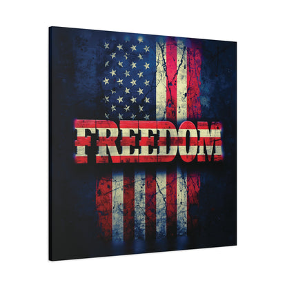 Patriotic Wall Art Print - Freedom Design Canvas Decor - American Flag Red White & Blue Artwork - Christmas Gifts - Independence Day Decoration - Home Gallery Piece -