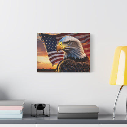 Patriotic Red Eagle Canvas Wall Art, Stretched Eagle Art - Red White Blue - American Flag Decor - Veteran's Day Gift - 4th of July Decoration, Home Gallery Wall