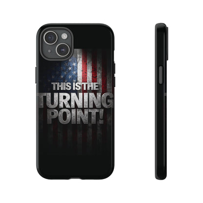Stunning Patriotic Protective Cell Phone Case -  Charlie Kirk - This Is The Turning Point! - Red White Blue - Beautiful American Flag Backdrop Design - Perfect Gift for Everyday Use, Durable Cover, Stylish Protection