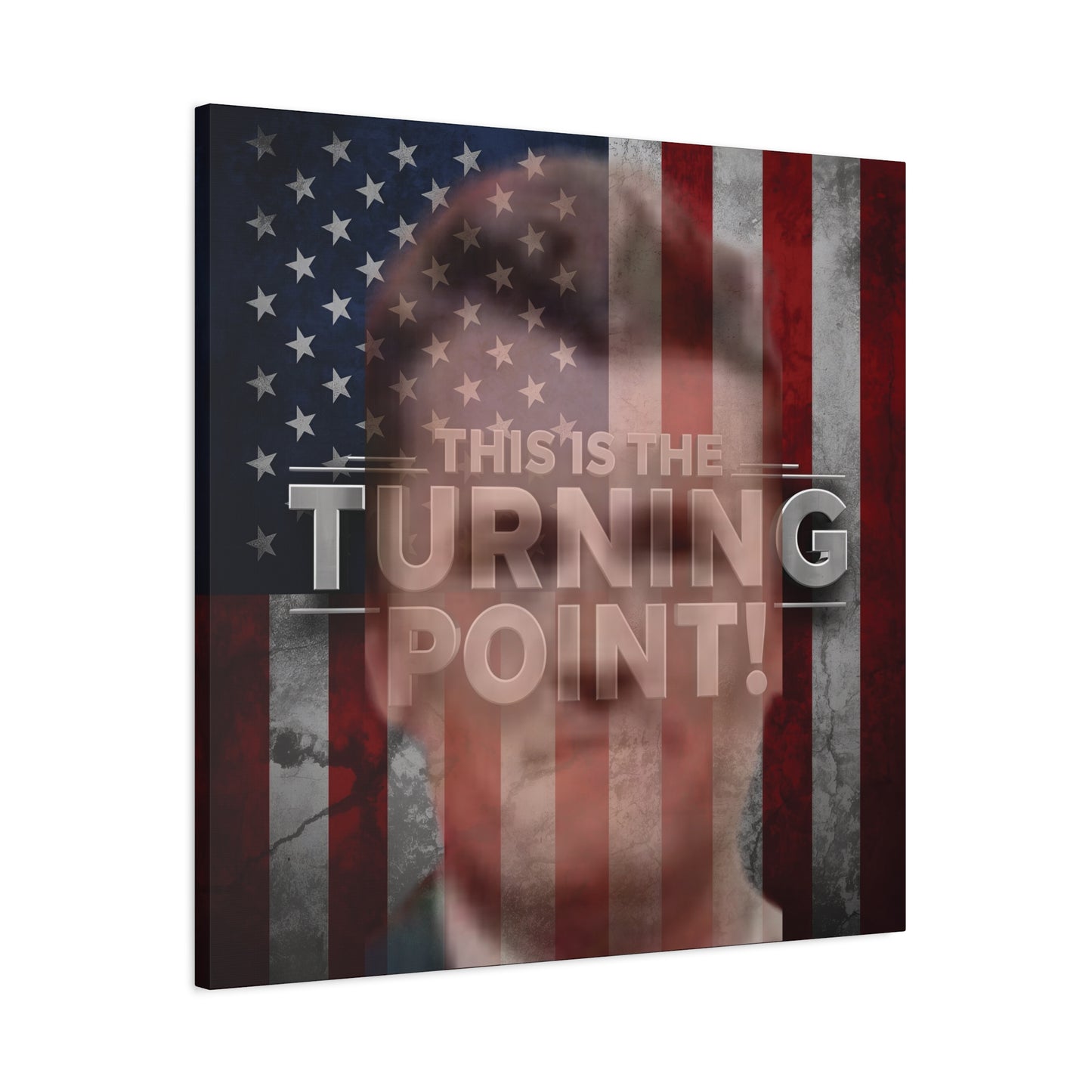 Inspirational Gallery Wrap Canvas Wall Art - Motivational Home Decor - Charlie Kirk - This Is The Turning Point! Artwork - Unique Gift Idea -  American Flag Backdrop Design